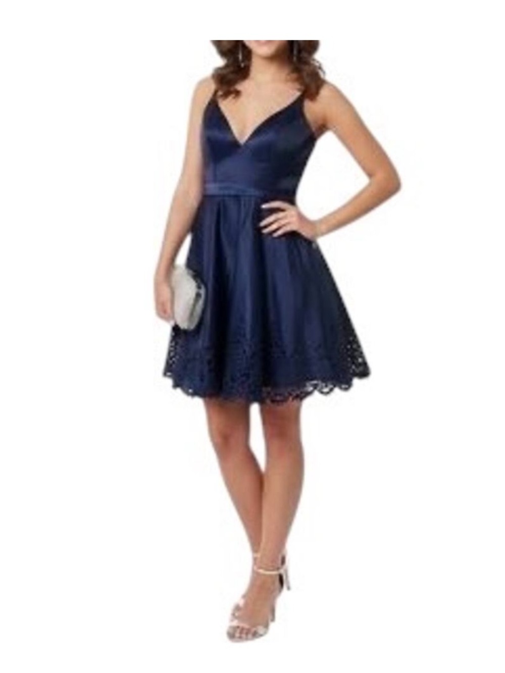 Sherri Hill Navy Laser Cutout Party Dress